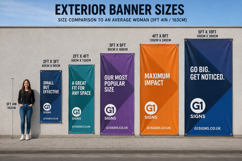 Exterior PVC banner comparison chart What is the best size for an outdoor banner?